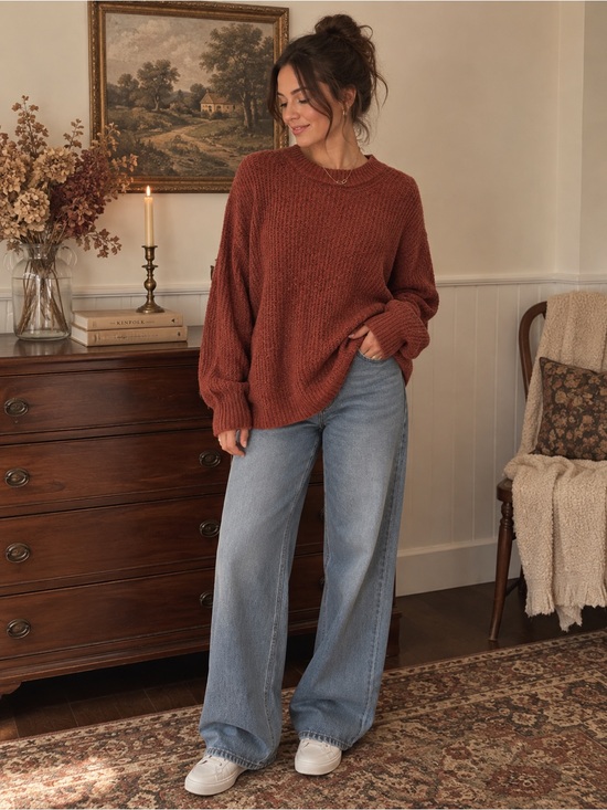 American Eagle Outfitters Sweaters - American Eagle Outfitters Cozy Rust Crewneck Sweater